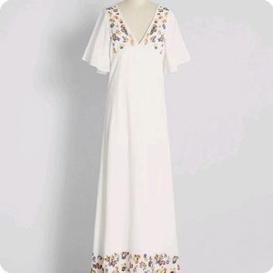 Modcloth A Midsummer's Daydream Embroidered Maxi Dress Size 0